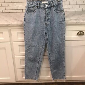 PacSun Acid Wash Jeans Womens 27 Blue Straight High Rise Baggy Boho Button Fly